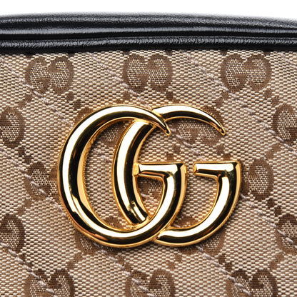 Gucci Monogram Matelasse Diagonal Small GG Marmont Chain Shoulder Bag Beige Black 11 of 11