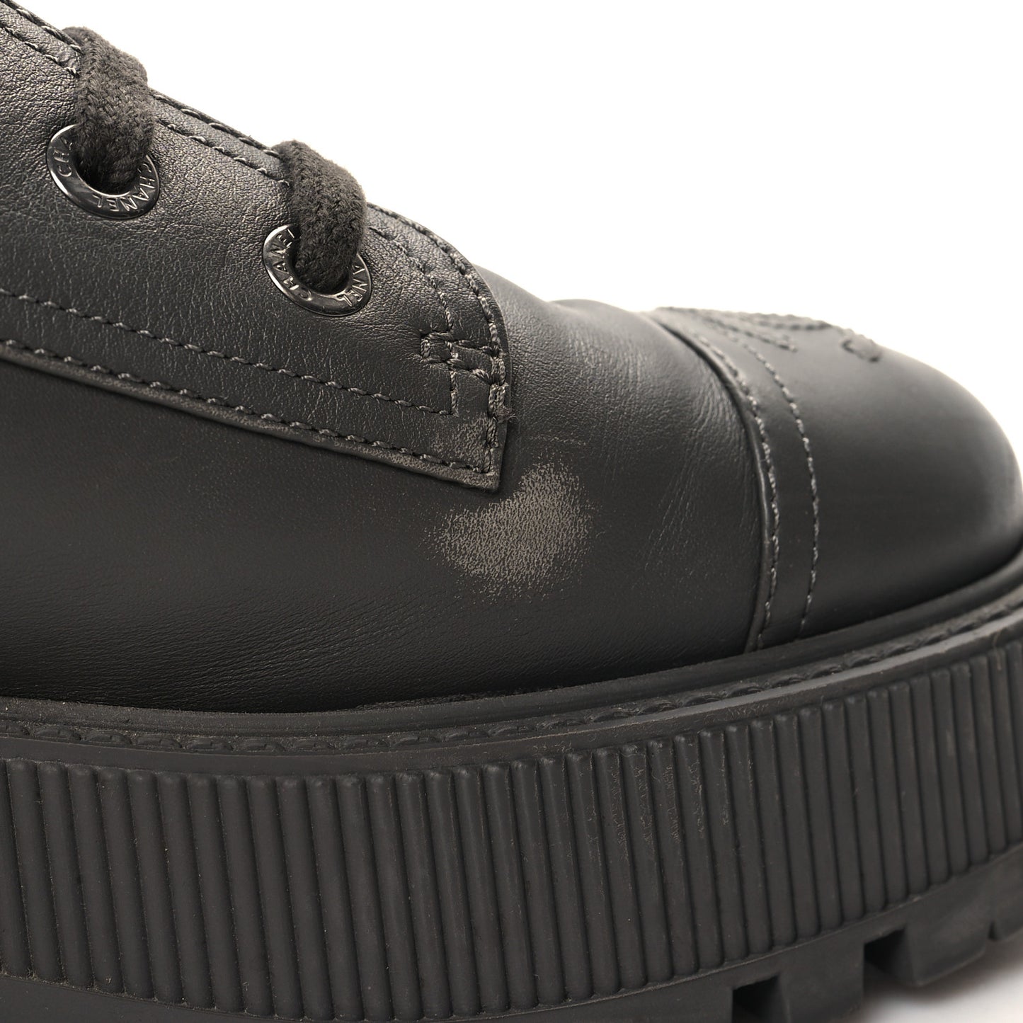 Calfskin CC Lace Up Combat Boots 38.5 Gray