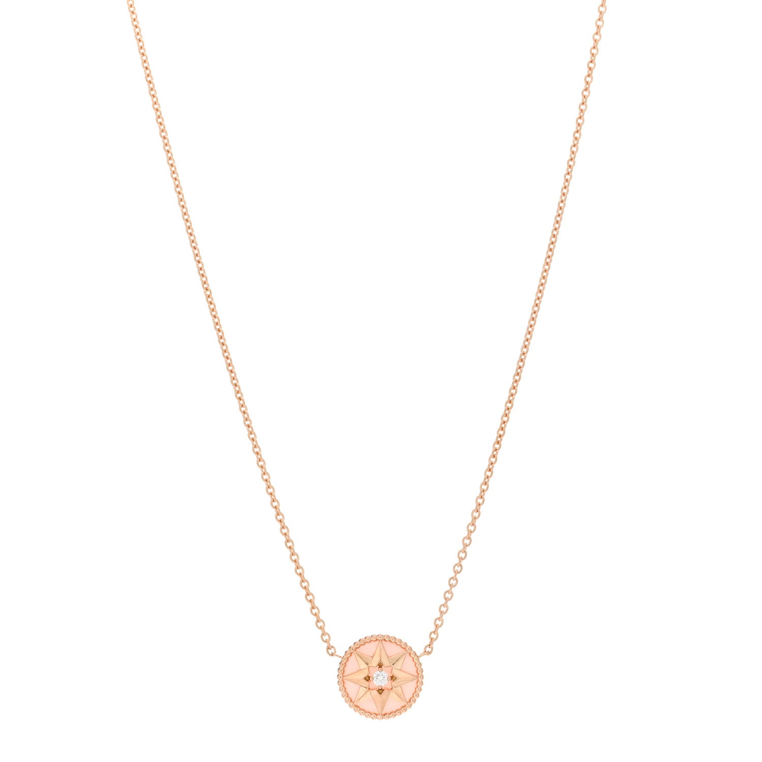 Christian Dior 18K Rose Gold Diamond Pink Opal Rose Des Vents Necklace 1 of 3