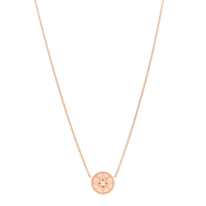 Christian Dior 18K Rose Gold Diamond Pink Opal Rose Des Vents Necklace 1 of 3