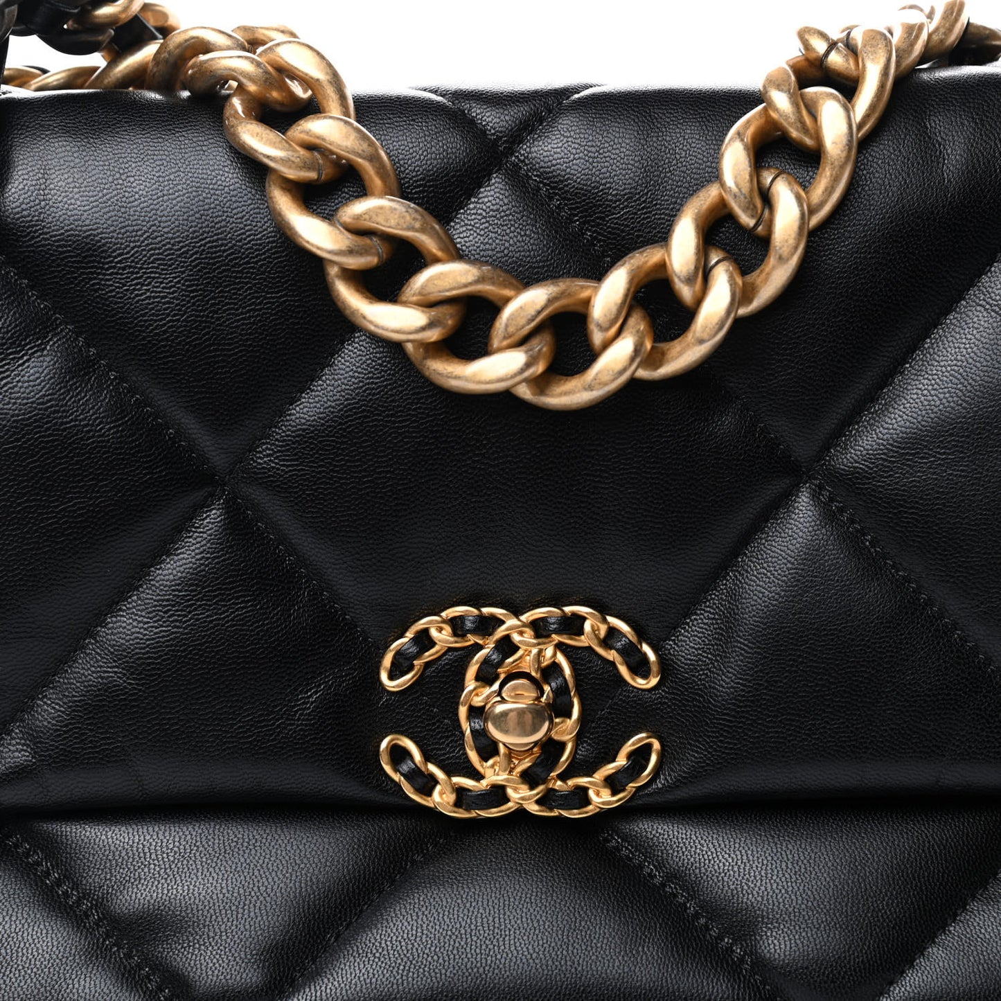 Goatskin Quilted Large Chanel 19 Flap Black