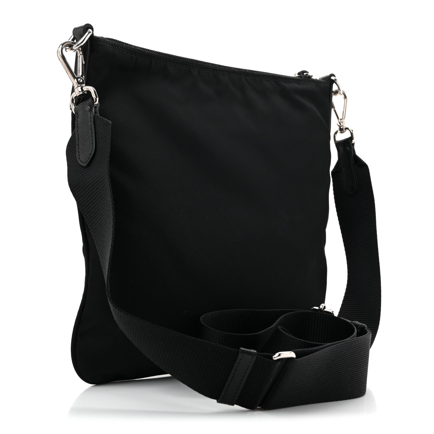 Prada Tessuto Nylon Saffiano Flat Messenger Bag Black 3 of 13