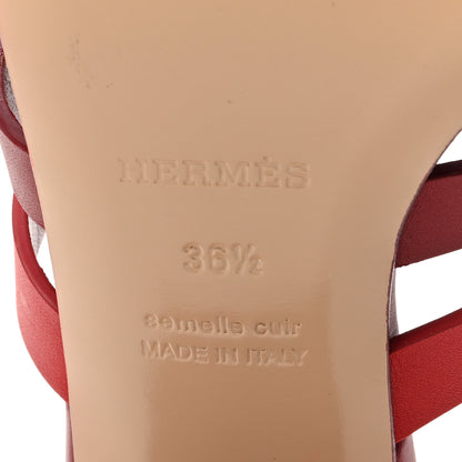 Hermes Calfskin Amica Sandals 36.5 Rouge Grenat Orange Solaire 6 of 7