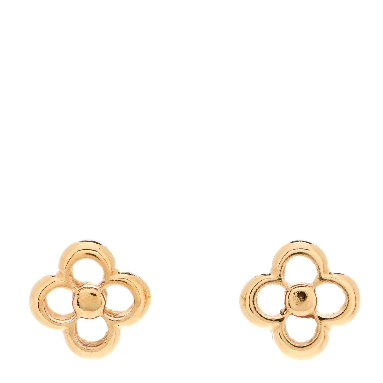 Louis Vuitton Brass Flower Full Stud Earrings Gold 1 of 6