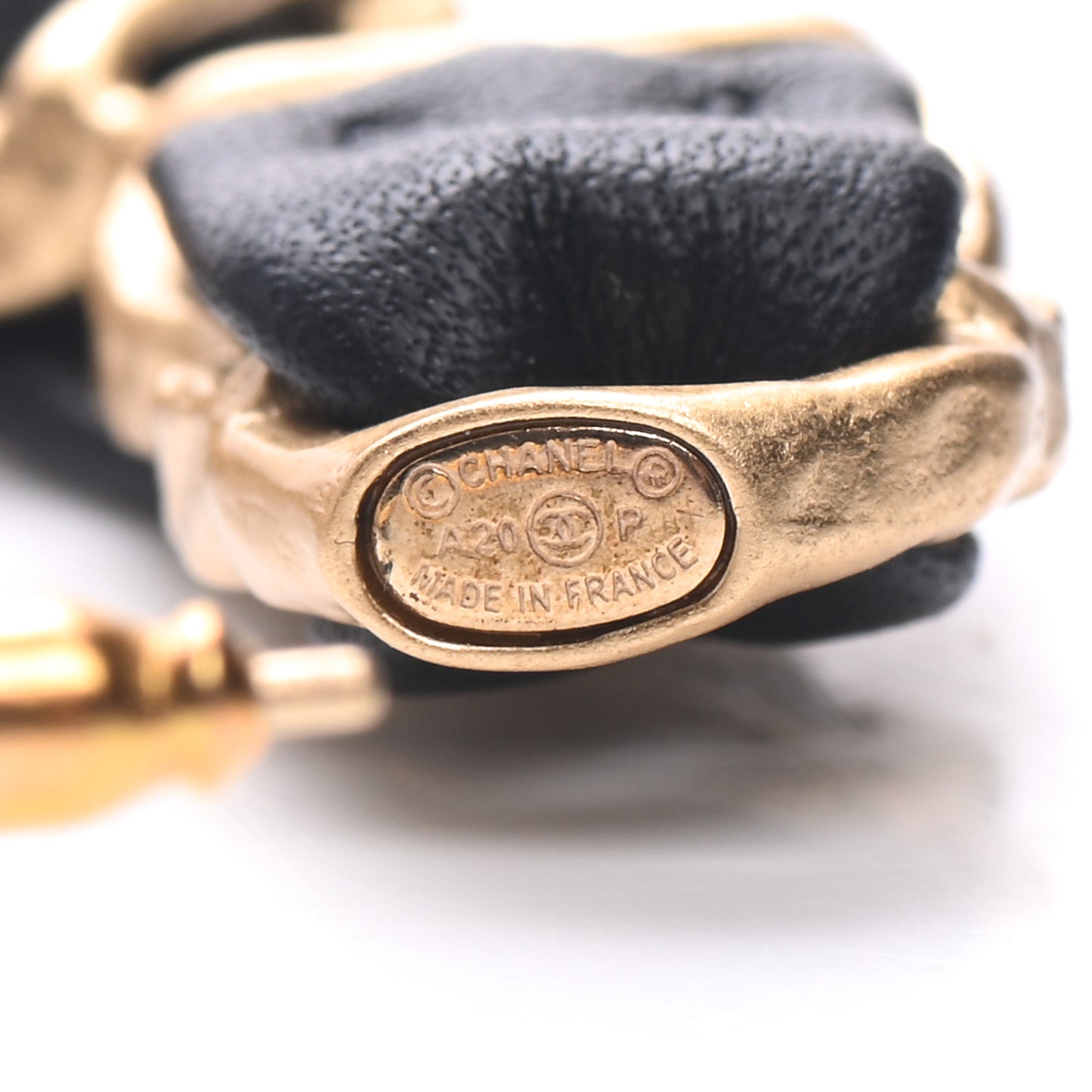 Lambskin CC Chain Hoop Earrings Gold Black