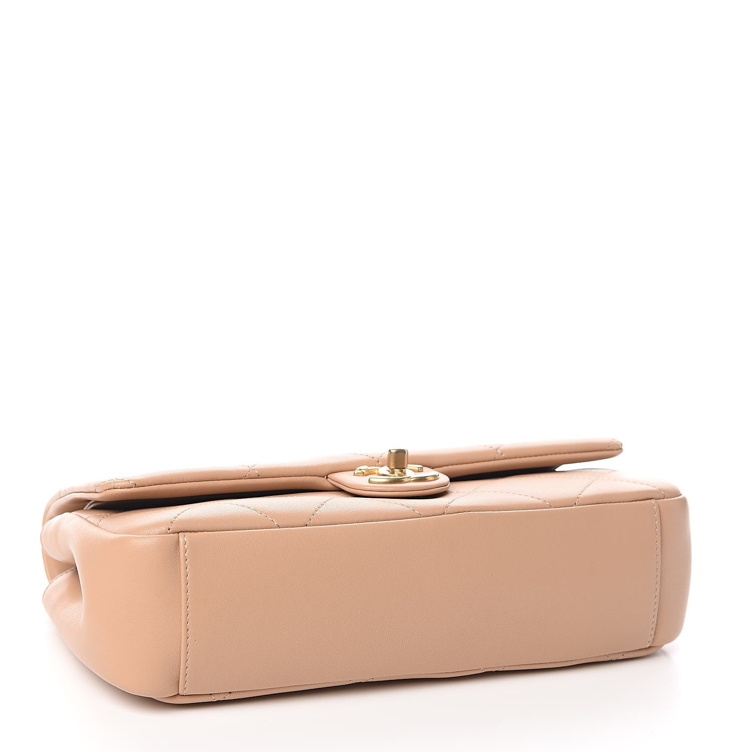 Chanel Lambskin Quilted Medium Chain Clutch Flap Beige 4 of 12
