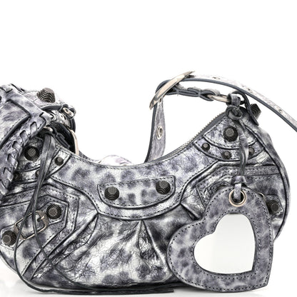 Balenciaga Metallic Agneau Arena Leopard Le Cagole Shoulder Bag XS Dark Grey 8 of 11
