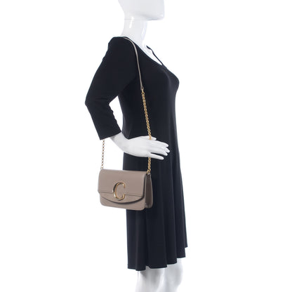 Chloe Calfskin Suede C Clutch With Chain Motty Grey 2 of 10