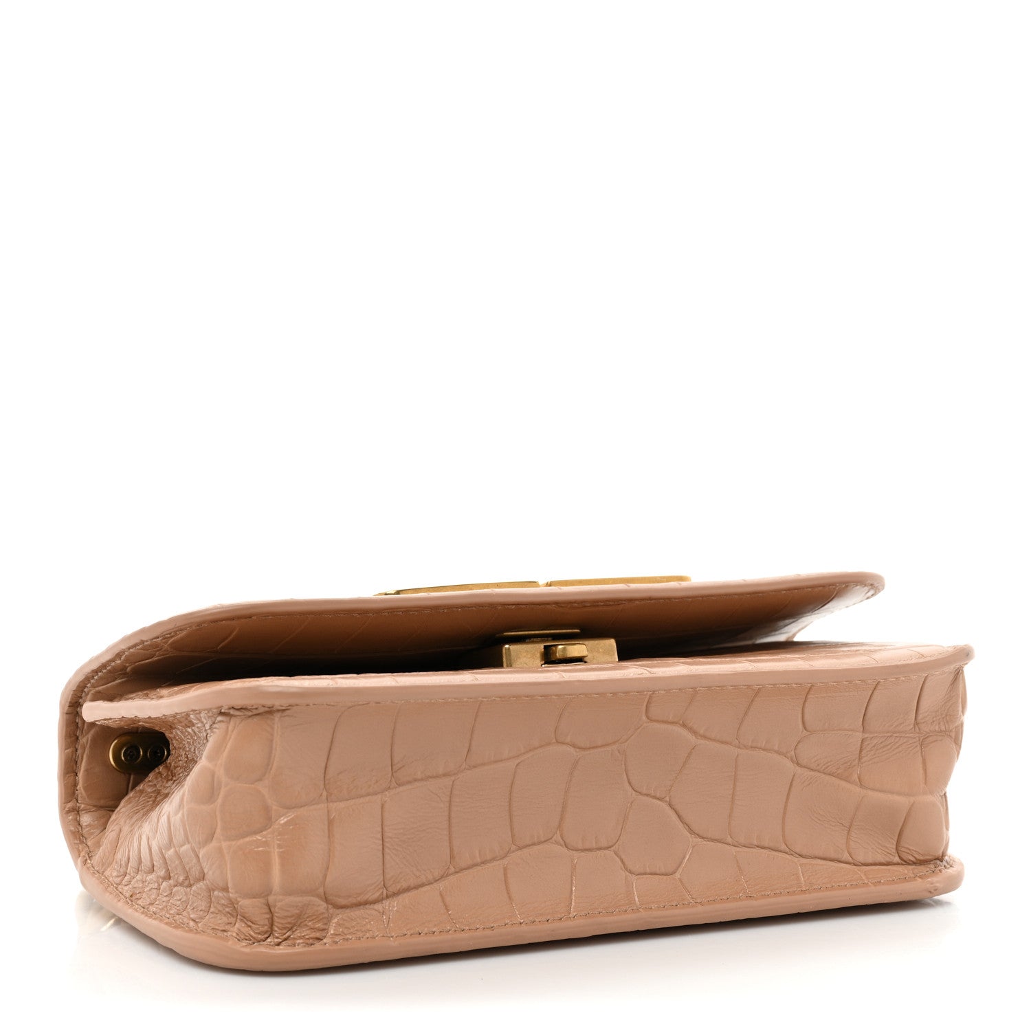 Balenciaga Extra Supple Calfskin Crocodile Embossed Gossip Chain Bag XS Nude Beige 4 of 16