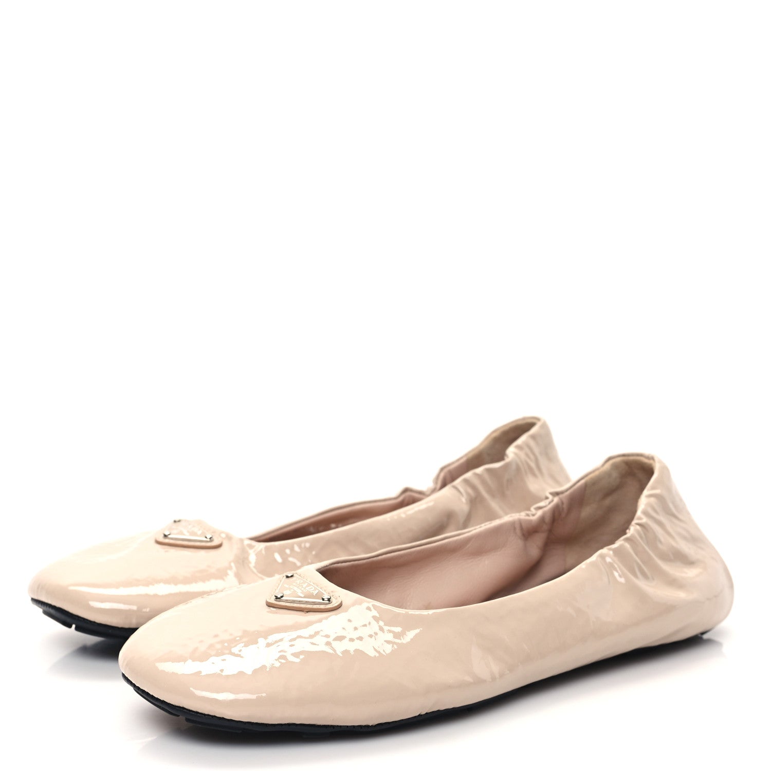 Prada Vernice Ballet Bow Flats 37 Beige 3 of 10