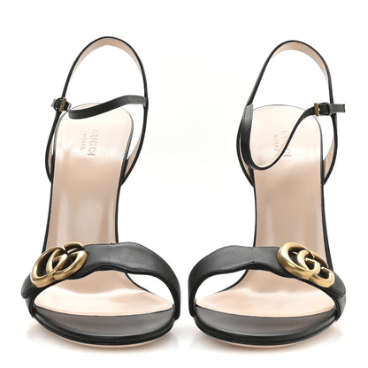 Gucci Lifford Calfskin GG Marmont Ankle Wrap 105mm Sandals 41 Black 3 of 8