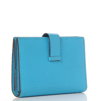 Hermes Chevre Mysore Bearn Card Holder Wallet Bleu Azteque 4 of 8