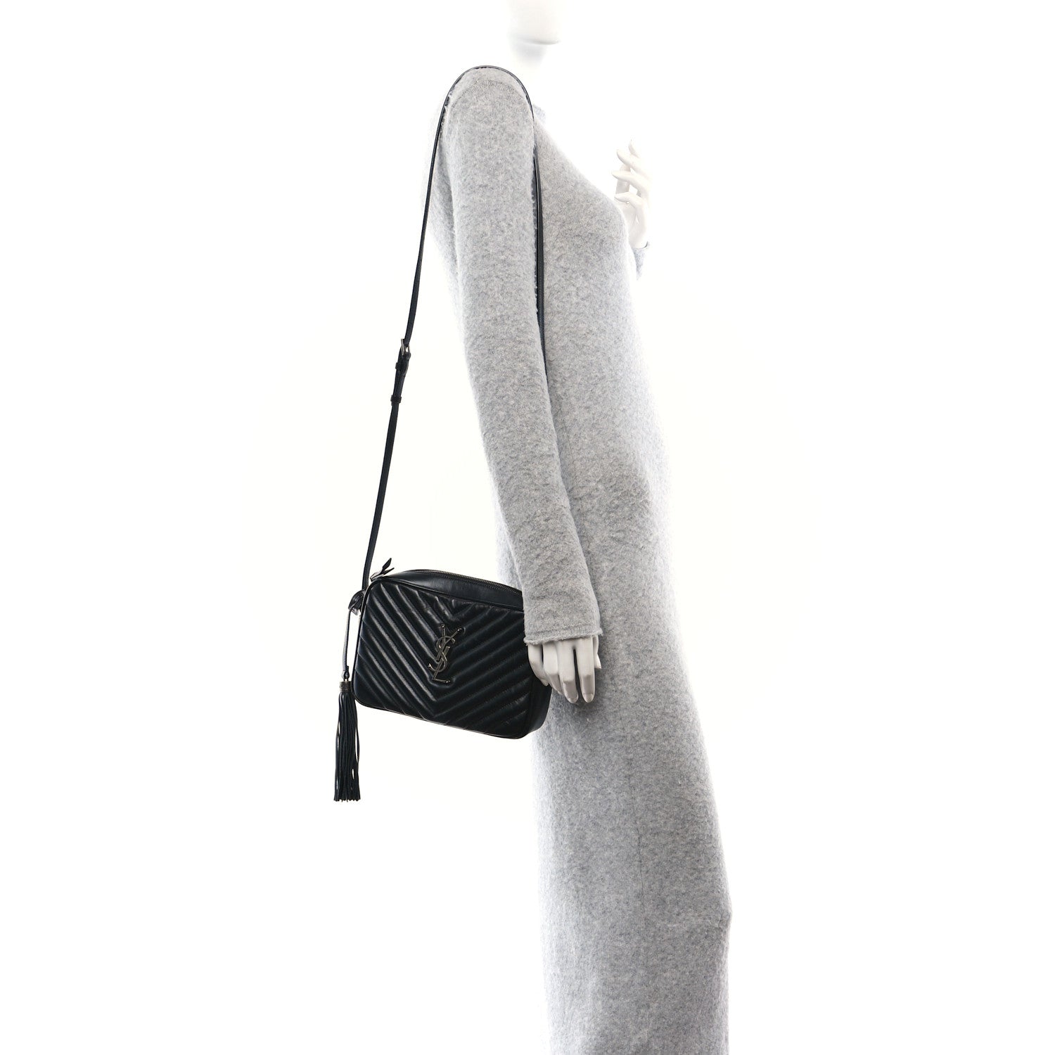 Saint Laurent Calfskin Matelasse Monogram Lou Camera Bag Black 2 of 10