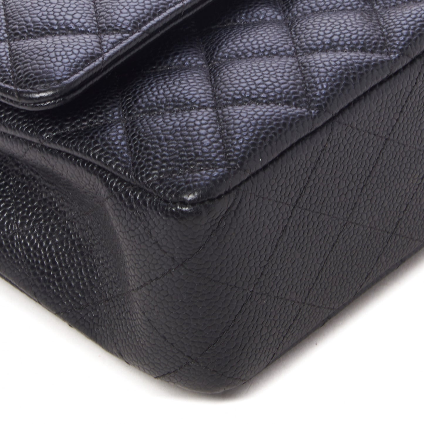 Caviar Quilted Medium Double Flap Black