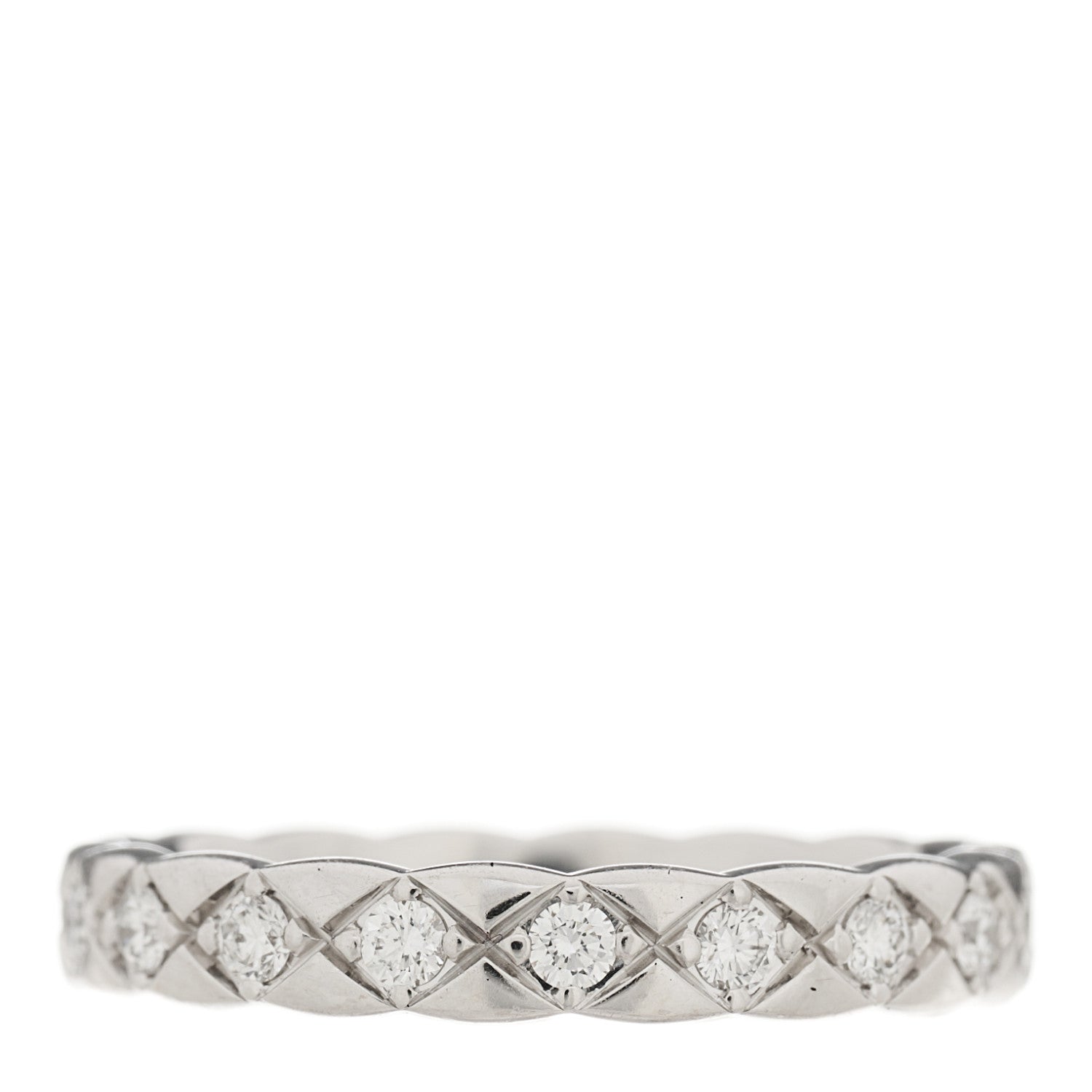Chanel 18K White Gold Diamond Mini Coco Crush Ring 51 5.75 1 of 5