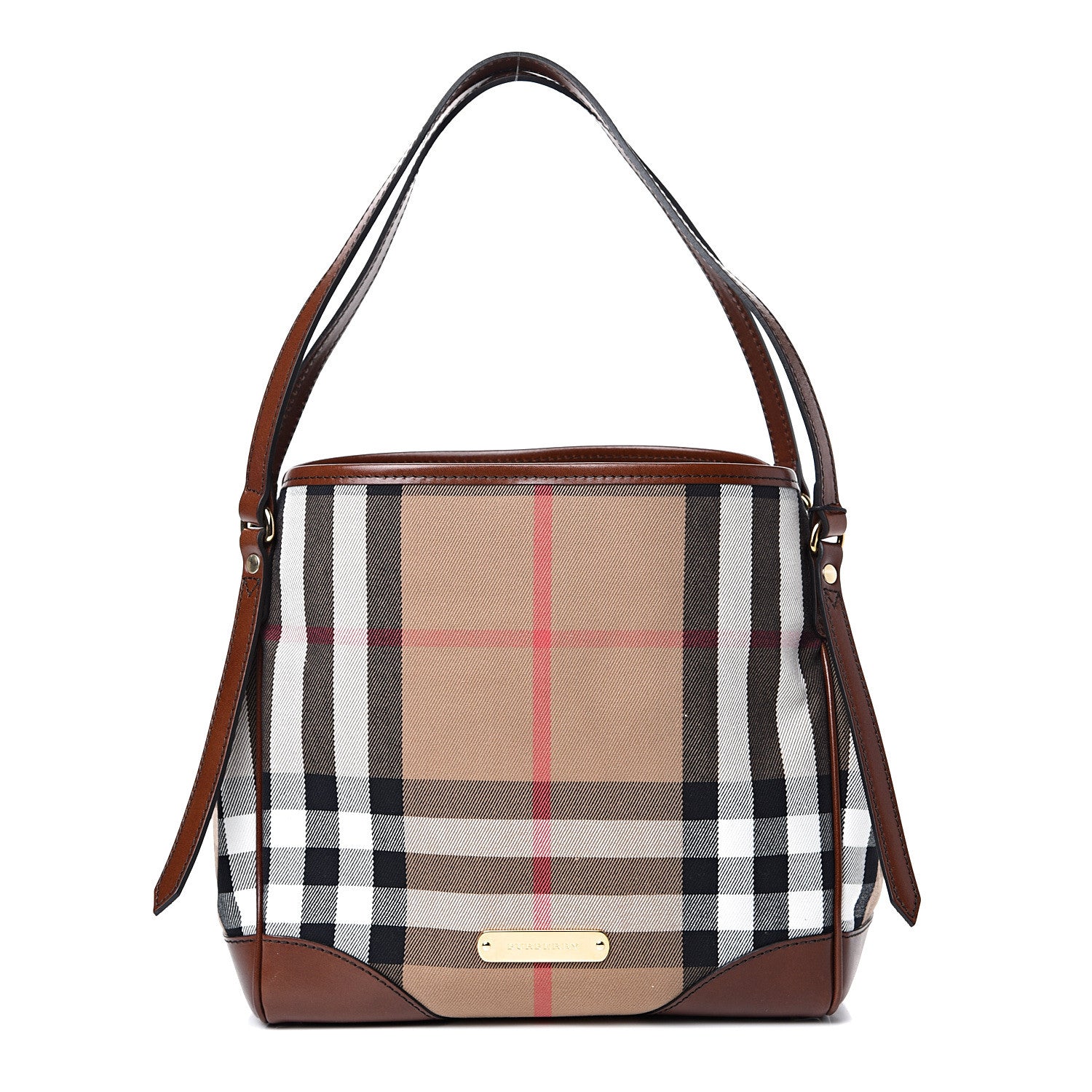 Burberry House Check Small Canterbury Tote Dark Tan 1 of 12