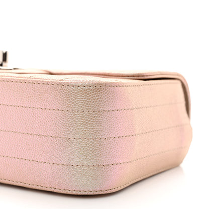 Chanel Iridescent Caviar Chevron Quilted Mini Rectangular Flap Light Gold 10 of 11