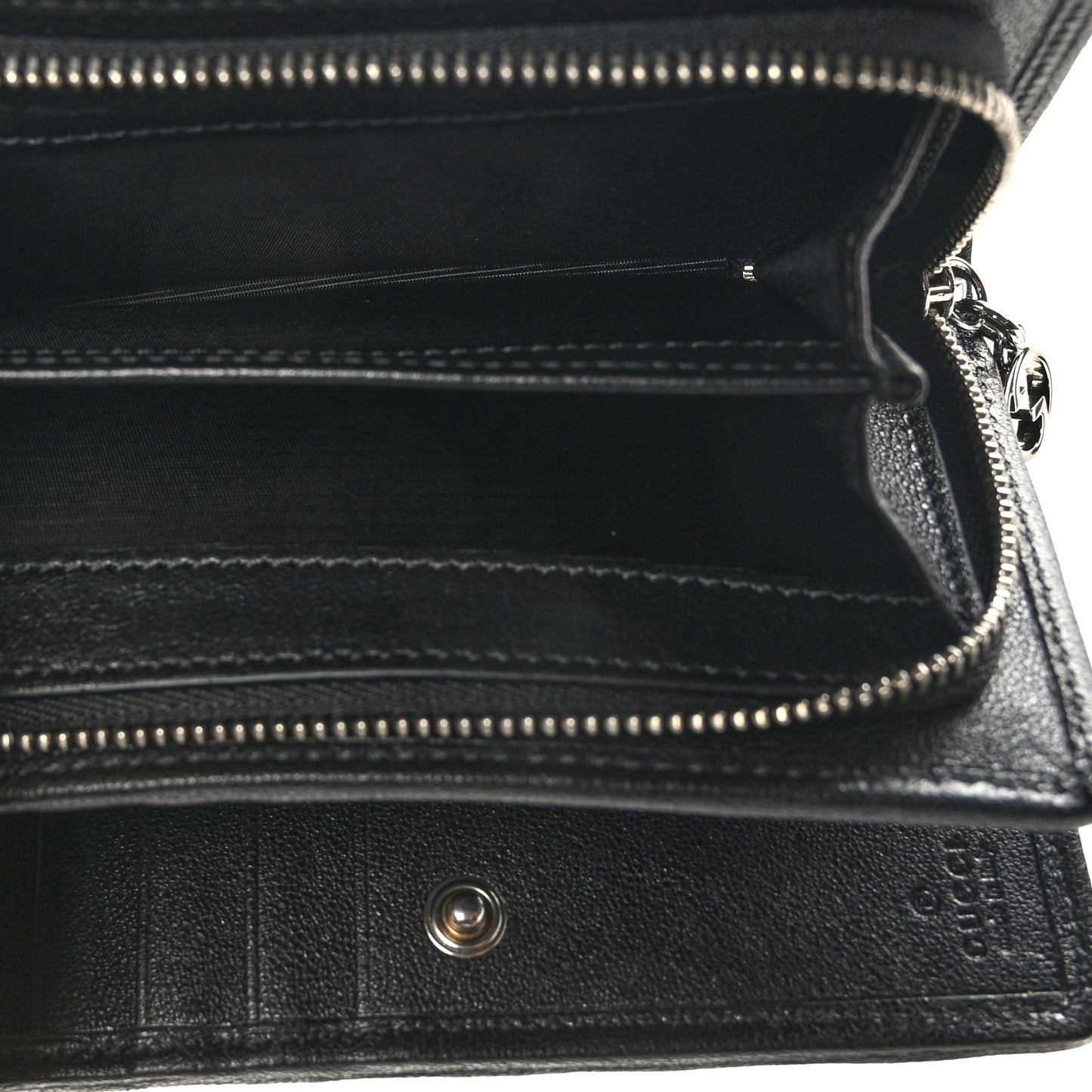 Sakai Be Green Calfskin Diagonal Stitched Blondie Travel Wallet Black