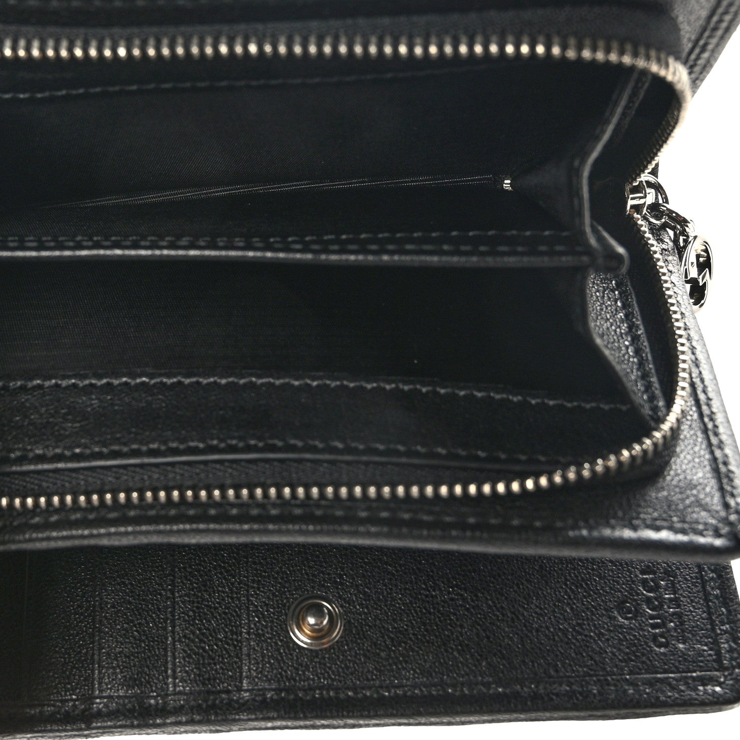 Gucci Sakai Be Green Calfskin Diagonal Stitched Blondie Travel Wallet Black 6 of 8