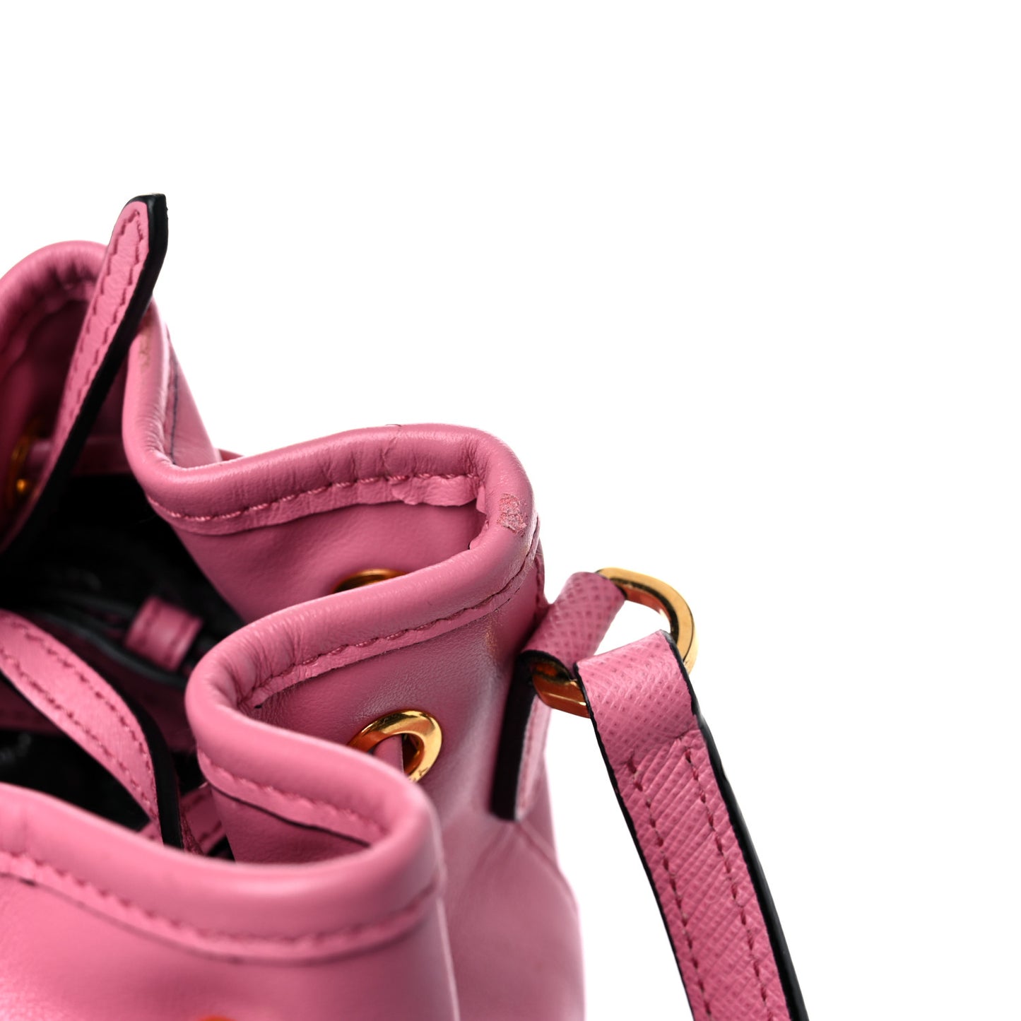 Soft Calfskin Saffiano Mini Bucket Crossbody Bag Peonia