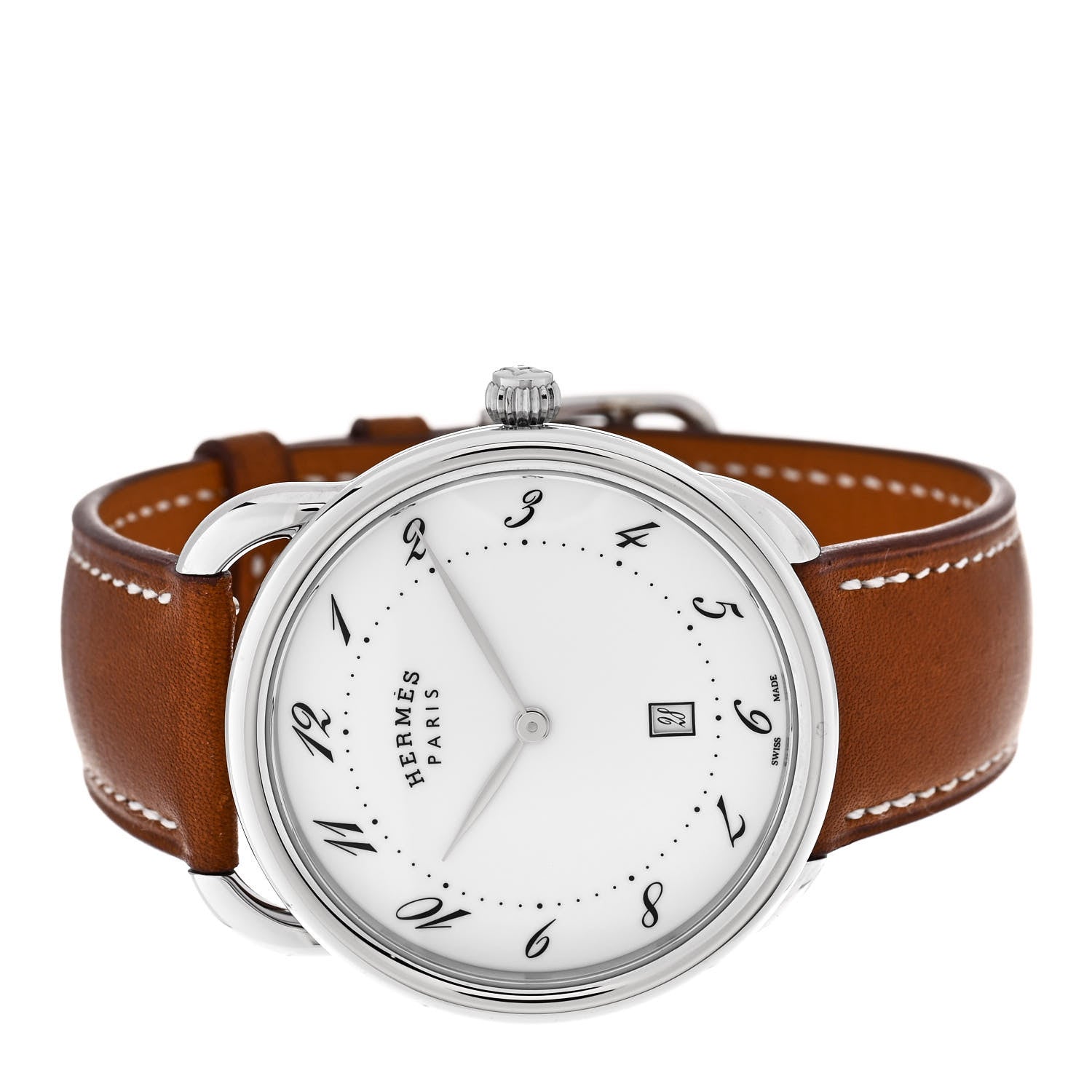 Hermes Stainless Steel Barenia 40mm Arceau Quartz Watch Fauve 2 of 5