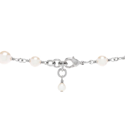 Chanel Graduated Pearl Crystal CC Long Necklace Silver 3 of 3