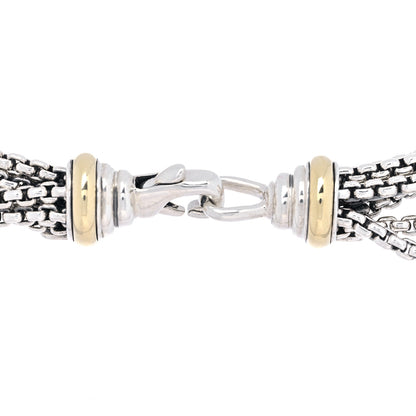 David Yurman Sterling Silver 18 Yellow Gold Diamond Multi Strand Station Necklace 3 of 4