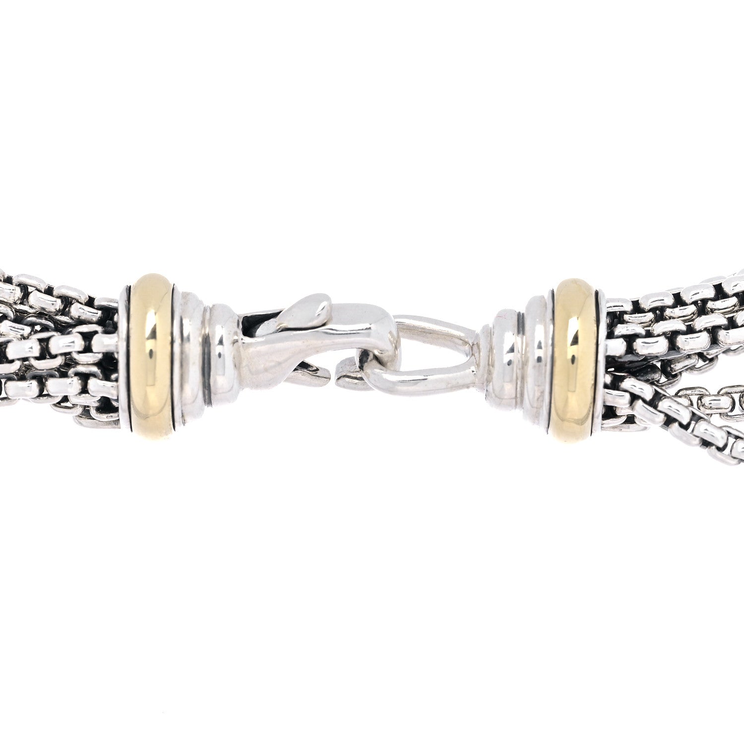 David Yurman Sterling Silver 18 Yellow Gold Diamond Multi Strand Station Necklace 3 of 4