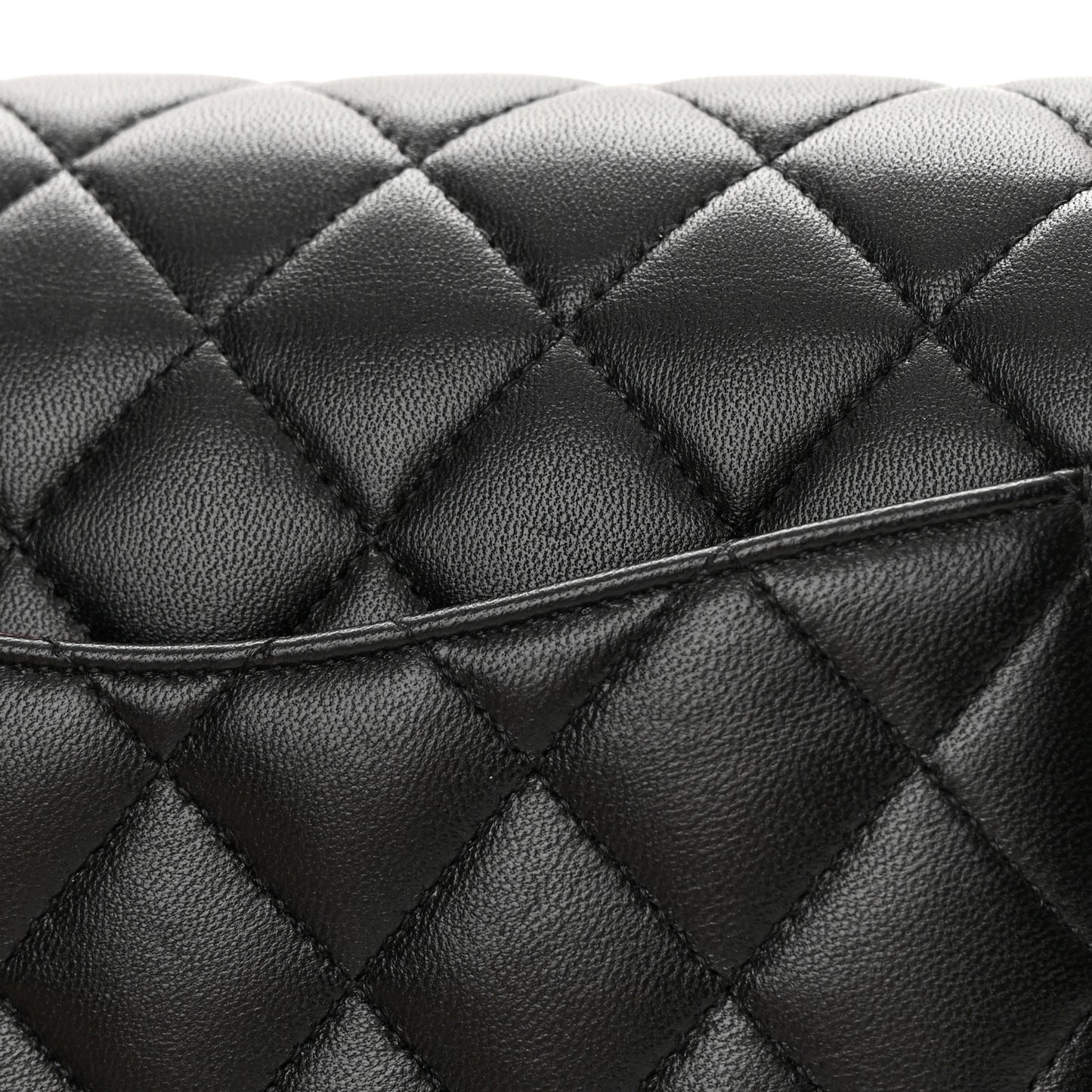 Lambskin Quilted Medium Double Flap Black