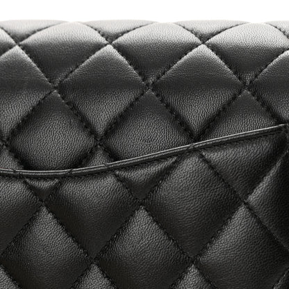 Chanel Lambskin Quilted Medium Double Flap Black 13 of 14