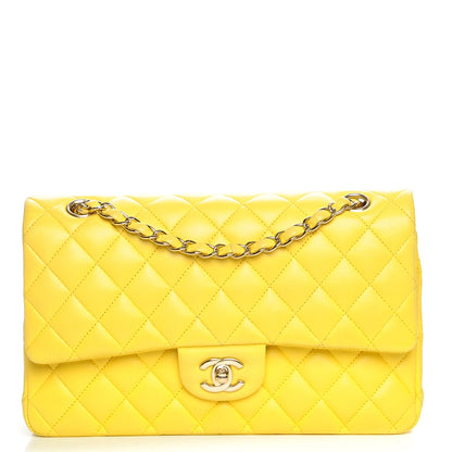 Chanel Lambskin Quilted Medium Double Flap Yellow 1 of 8