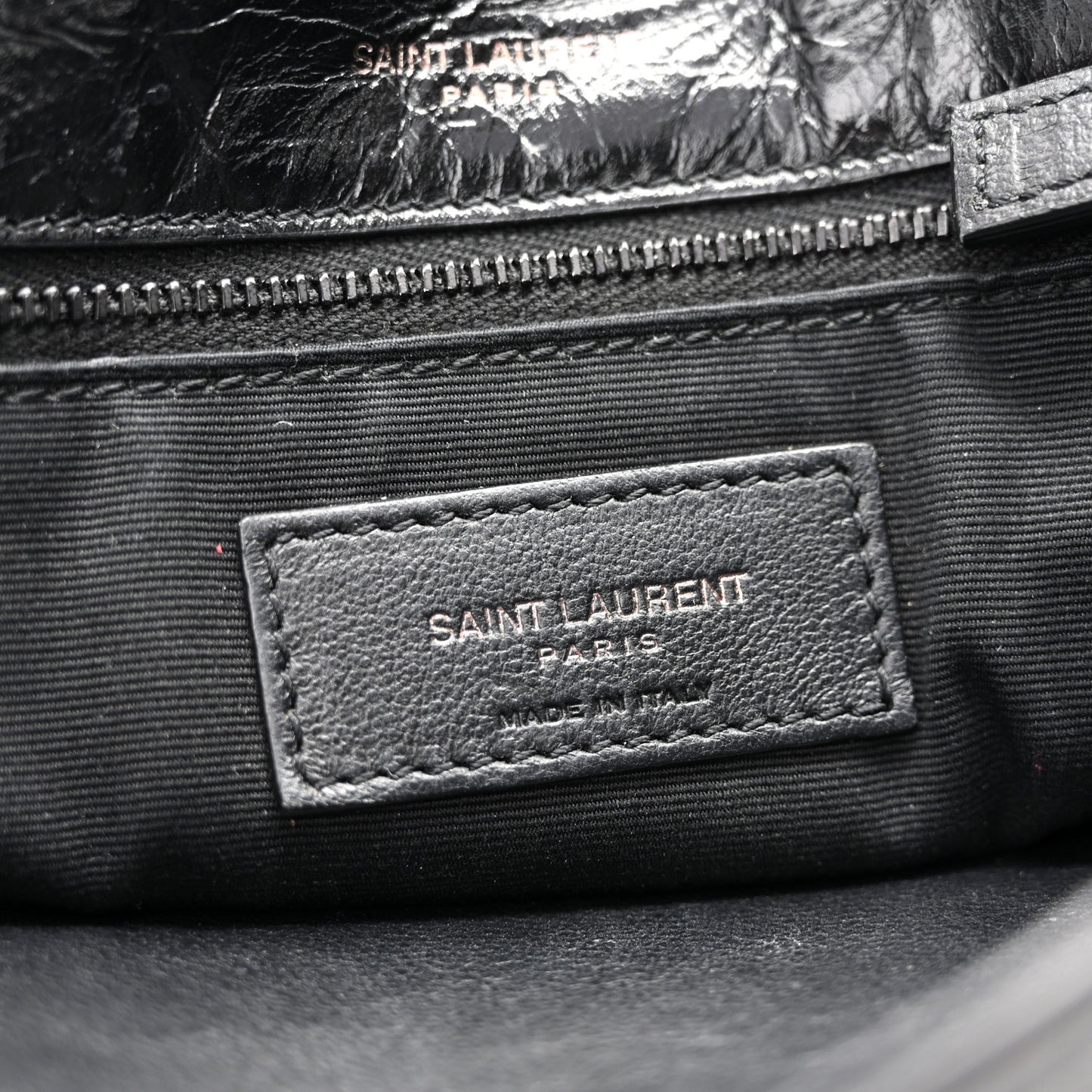 Crinkled Calfskin Matelasse Monogram Medium Niki Chain Satchel Black