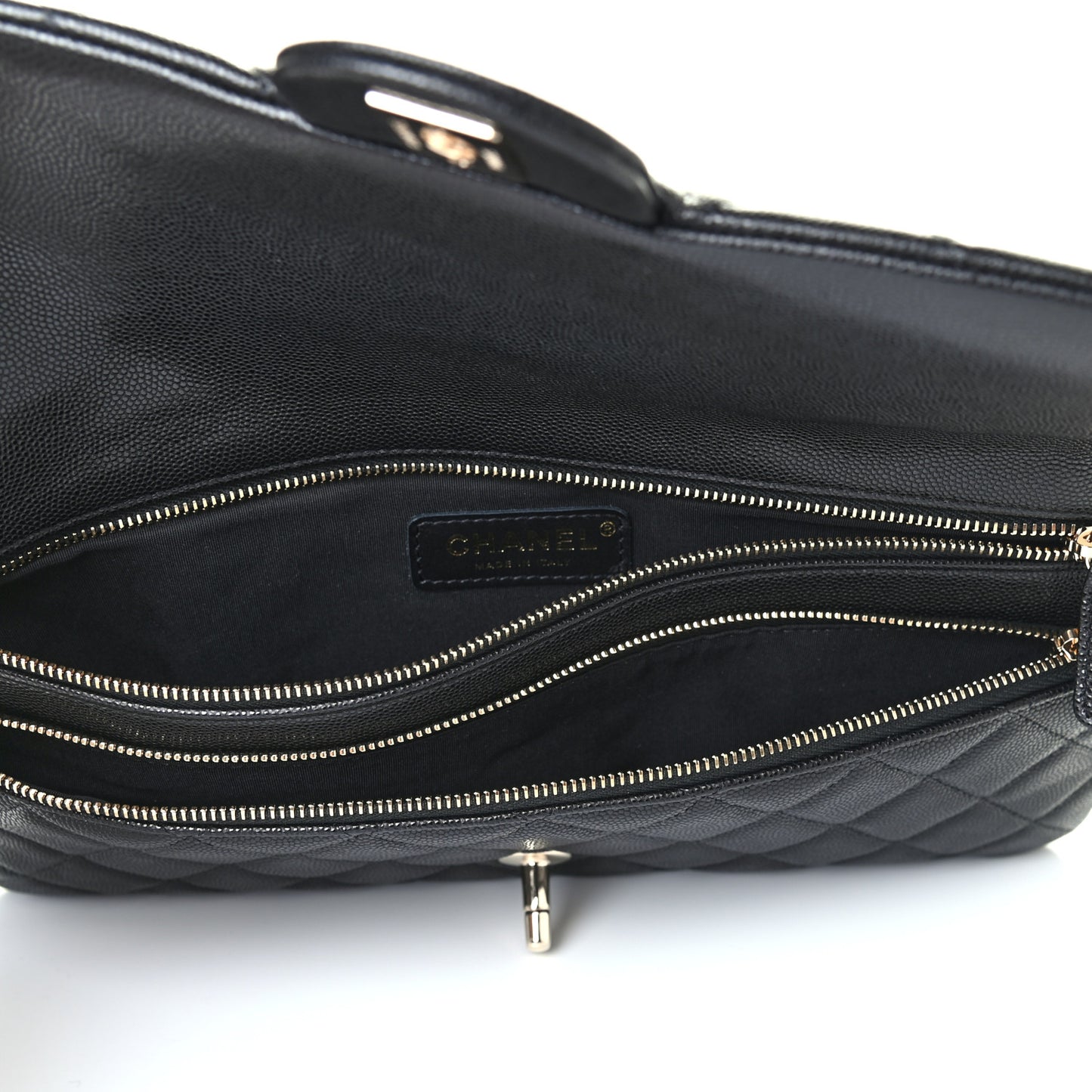 Caviar Quilted Flap Clutch Black