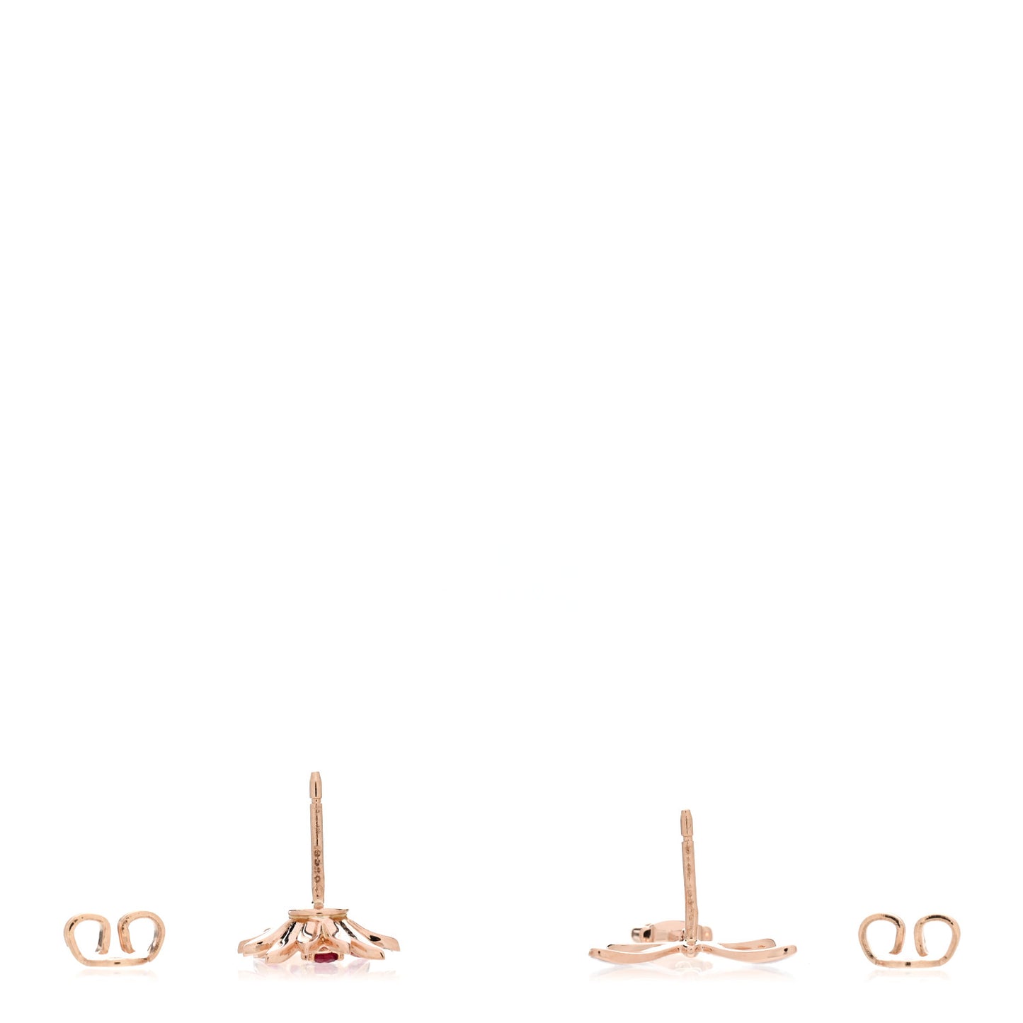 18K Rose Gold Ruby Enamel Flora Drop Earrings