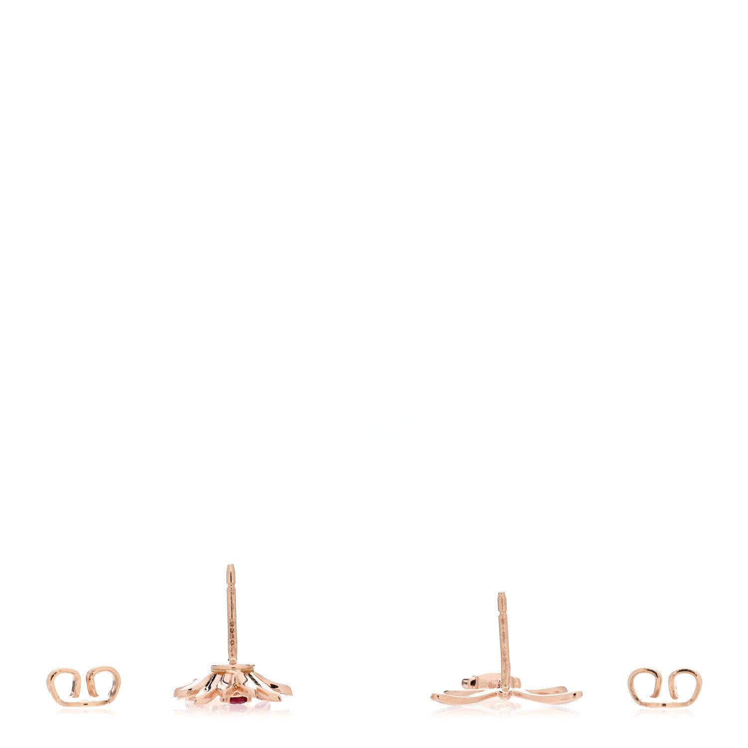 Gucci 18K Rose Gold Ruby Enamel Flora Drop Earrings 3 of 5