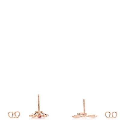 Gucci 18K Rose Gold Ruby Enamel Flora Drop Earrings 3 of 5