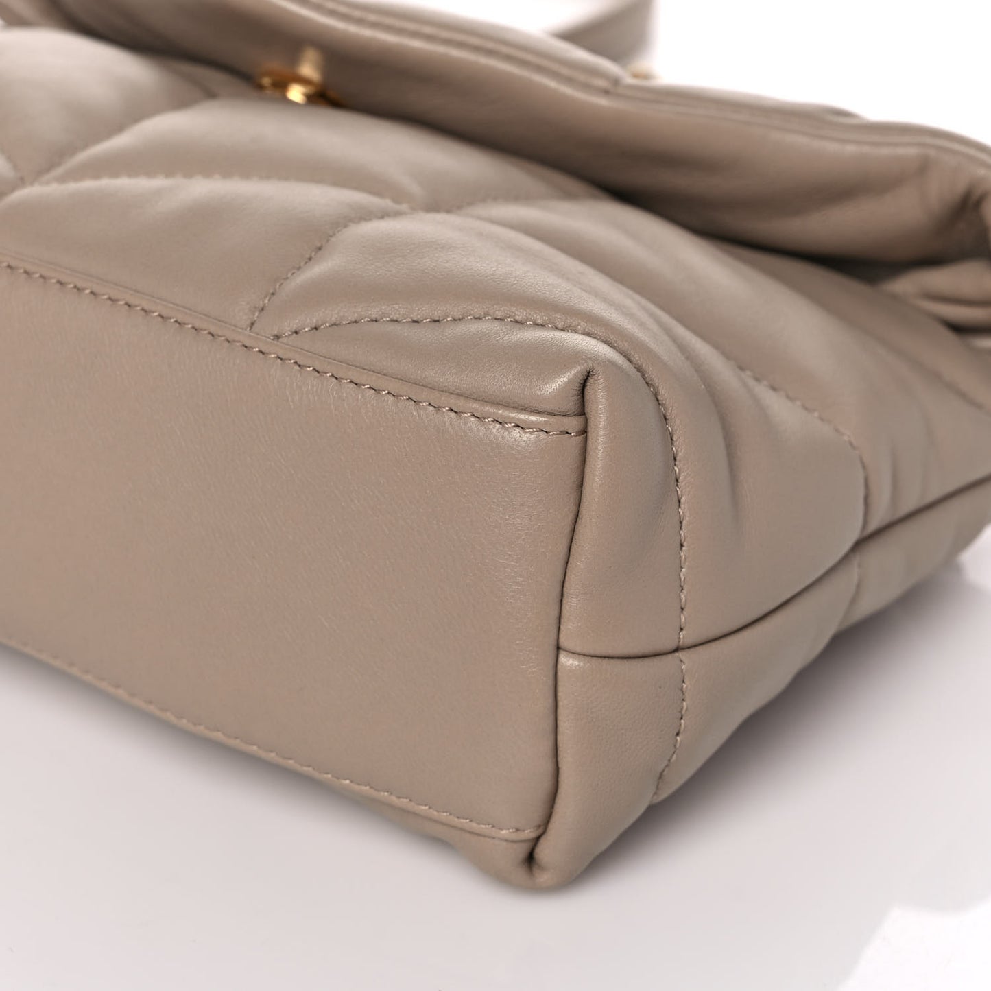 Lambskin Quilted Toy Loulou Puffer Monogram Chain Satchel Dark Beige