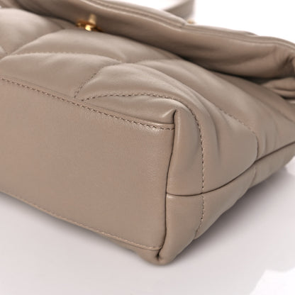 Saint Laurent Lambskin Quilted Toy Loulou Puffer Monogram Chain Satchel Dark Beige 9 of 10