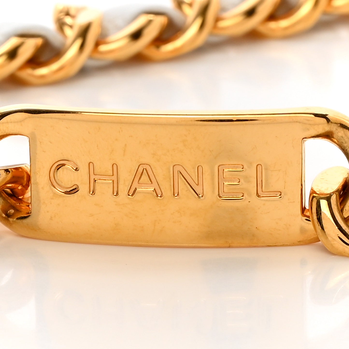 Lambskin CC Medallion Chain Belt White Gold