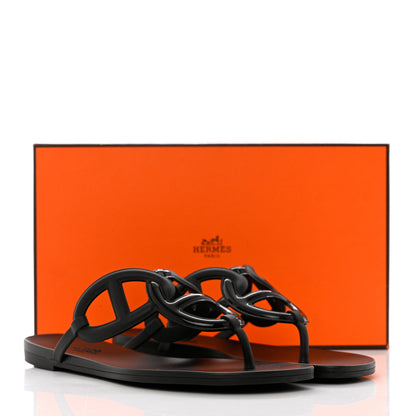 Hermes Rubber Womens Egerie Sandals 38 Black 11 of 11