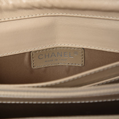 Chanel Patent Calfskin Quilted Brilliant East West Flap Clutch Beige 6 of 8