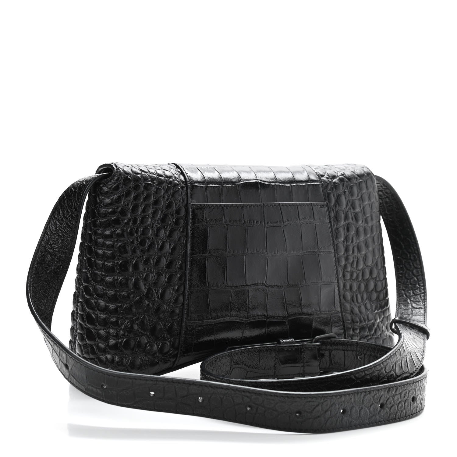 Balenciaga Extra Supple Calfskin Crocodile Embossed Monochrome XS Downtown Shoulder Bag Black 3 of 11