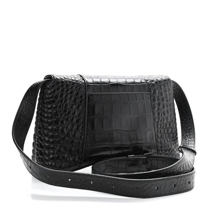 Balenciaga Extra Supple Calfskin Crocodile Embossed Monochrome XS Downtown Shoulder Bag Black 3 of 11