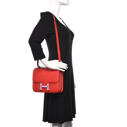 Hermes Epsom Enamel Constance 24 Rouge de Coeur Mauve Sylvestre 2 of 23