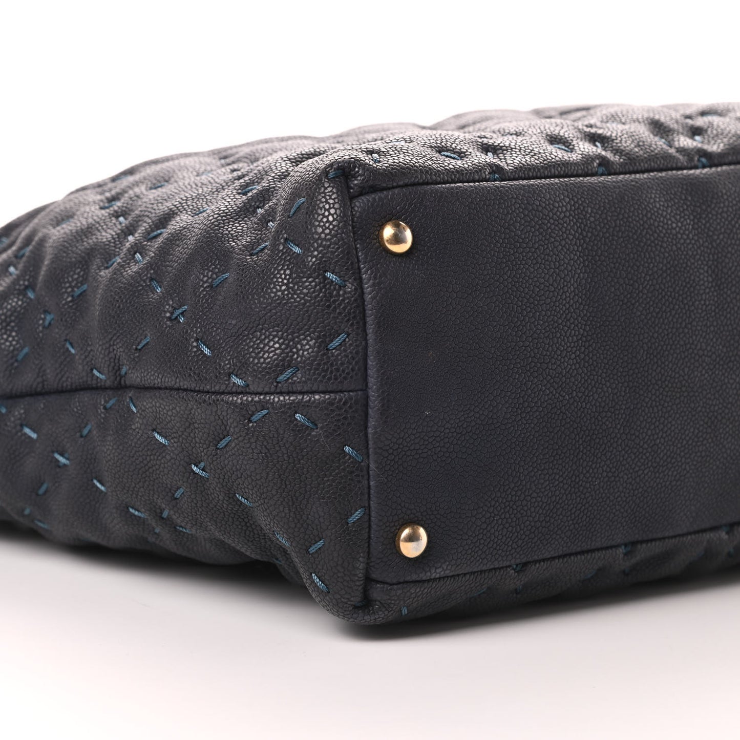 Caviar Stitched Tote Blue