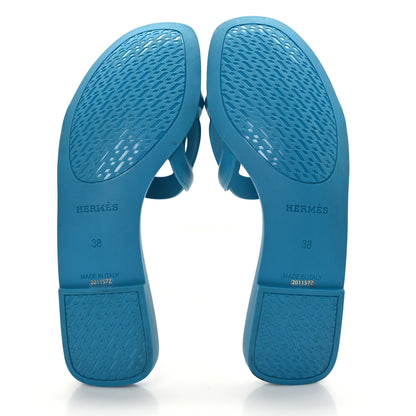 Hermes Rubber Aloha Sandals 38 Bleu Vif 5 of 8