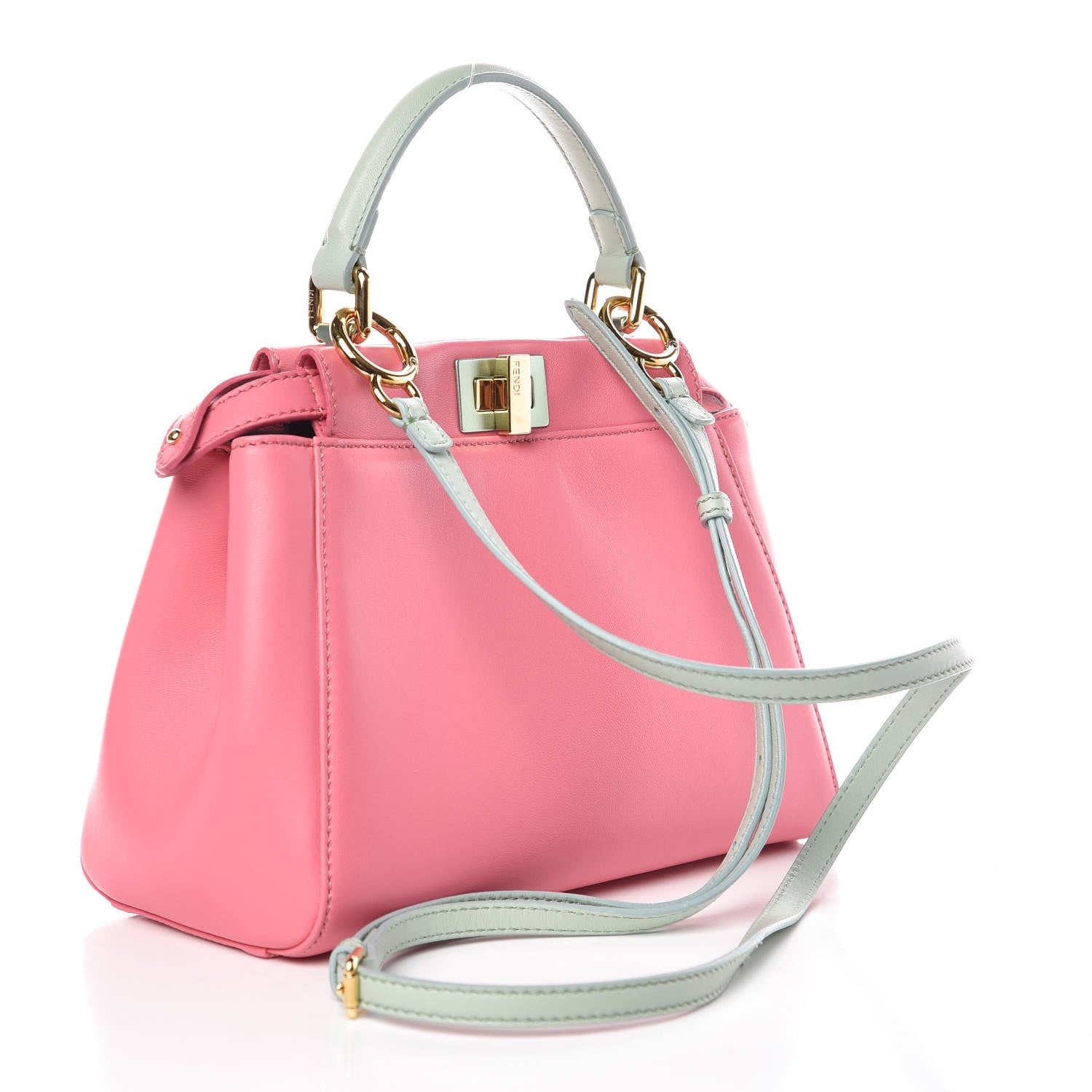 Fendi Nappa Colorblock Mini Peekaboo Iconic Satchel Rosa Fluo Oxigen Slate 2 of 11