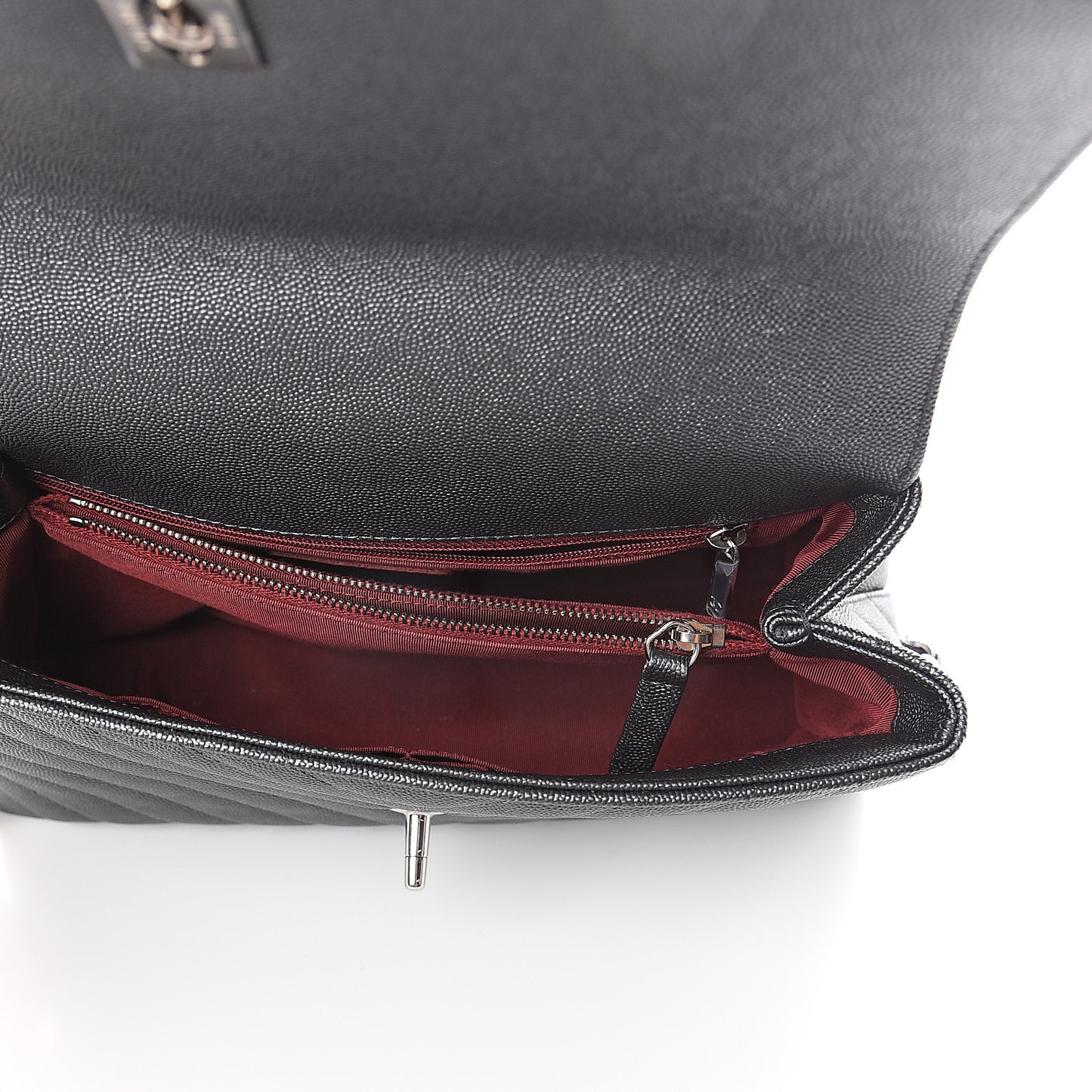 Caviar Chevron Quilted Small Coco Handle Flap Dark Grey