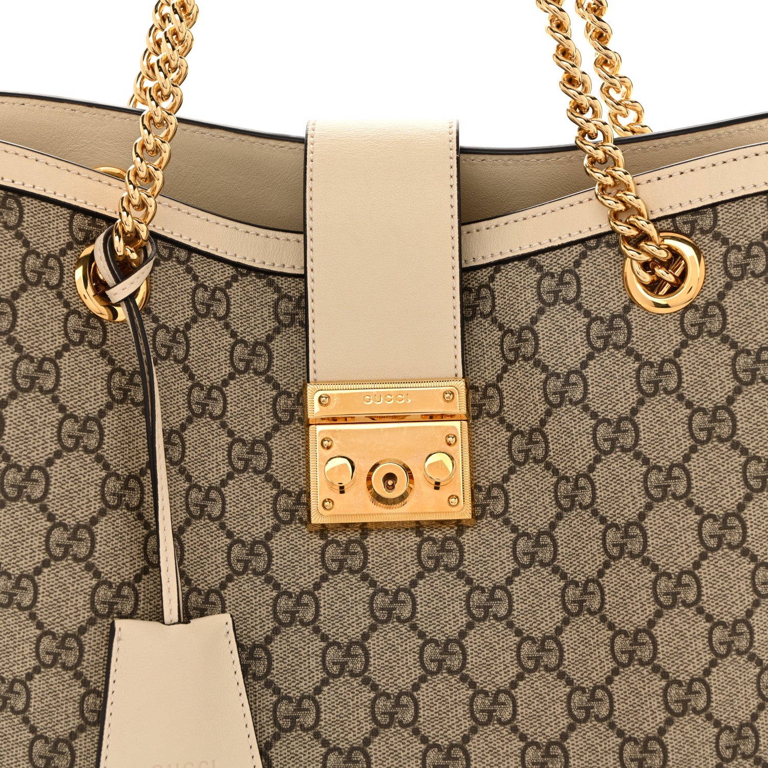 Gucci GG Supreme Monogram Medium Padlock Tote White 8 of 12