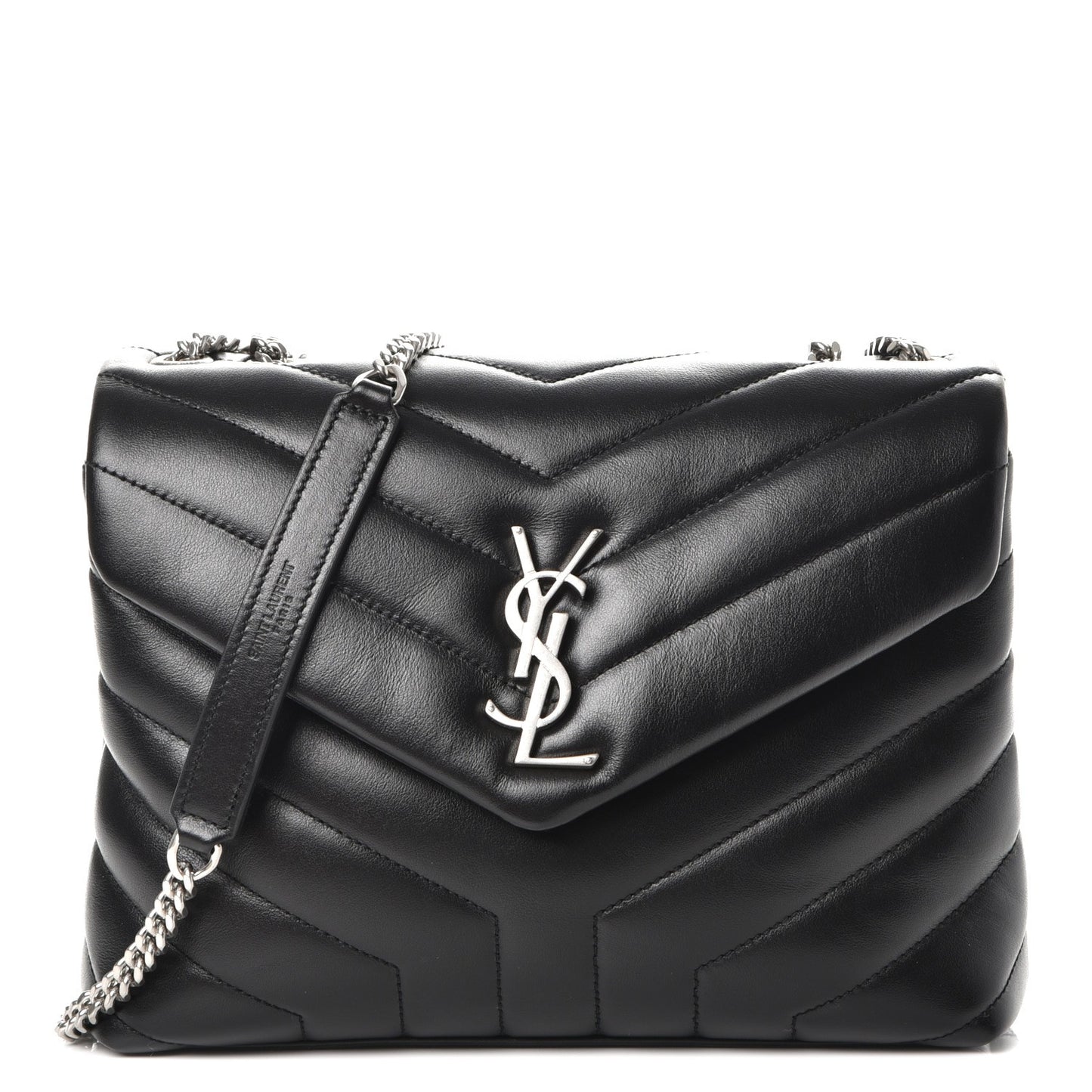 Calfskin Y Quilted Monogram Small Loulou Chain Satchel Black
